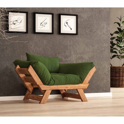 Fotoliu de gradina, Hanah Home, CPT8160-140, Teak / Verde