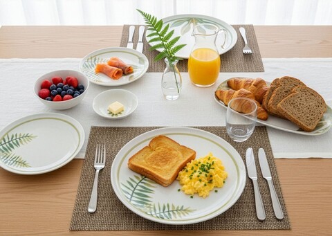 Set de mic dejun, Hermia, 126MBM1403,  Bol: 13 x 13 x 4 cm (2 bucăți), White / Green / Yellow