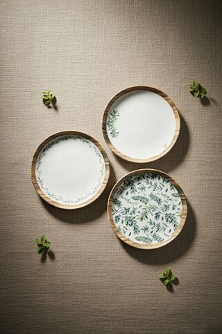 Set de mic dejun, Hermia, 126MBM1405,  Bol: 13 x 13 x 4 cm (2 bucăți), Verde/Alb