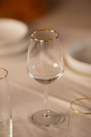 Set de pahare de vin, Hermia, 127RKL1113, Auriu / Transparent