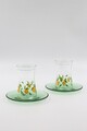 Set pahare pentru ceai, Hermia, 127RKL1200, Farfurie: 12,6 x 12,6 x 1,5 cm (6 bucăți), Transparent / Verde