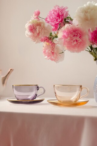 Set pentru ceai, Hermia, 127RKL1214, Farfurie: 9,1 x 9,1 x 6,4 cm (2 bucăți), Mov