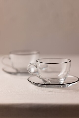 Set pentru ceai, Hermia, 127RKL1217, Farfurie: 9,1 x 9,1 x 6,4 cm (2 bucăți), Negru