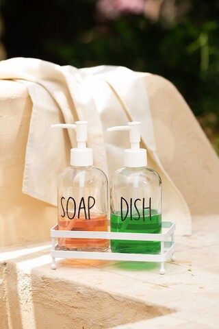 Set dozator de sapun, Hermia, 127RKL1420, Suport metalic (1 bucată), Transparent