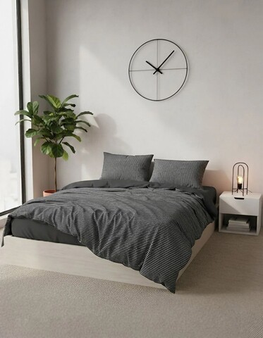 Lenjerie de pat pentru o persoana Single XXL (DE), L'essentiel Maison, Nobby Kombin, Antracit