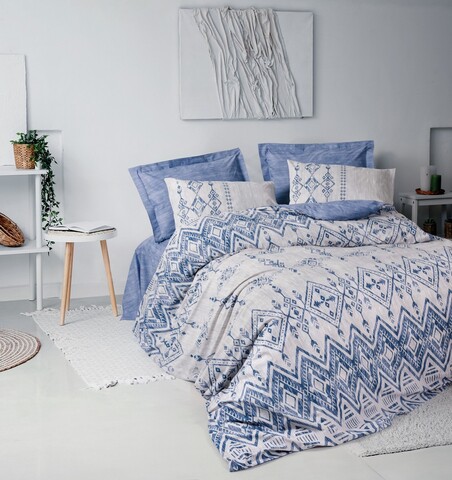 Lenjerie de pat pentru o persoana (DE), L'essentiel Maison, Cleo, Albastru