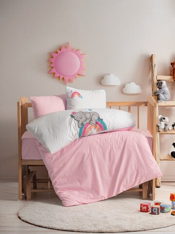 Lenjerie de pat pentru copii, L'essentiel Maison, Lucky, Roz/Alb