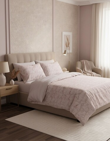 Lenjerie de pat pentru o persoana (FR), L'essentiel Maison, Dalya Kombin, Roz pudra