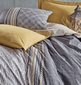 Lenjerie de pat dubla, L'essentiel Maison, Nedra, Gri / Muștar / Alb