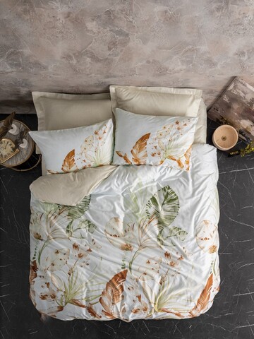 Lenjerie de pat dubla King (FR), L'essentiel Maison, Luster, Bej/Alb/Verde