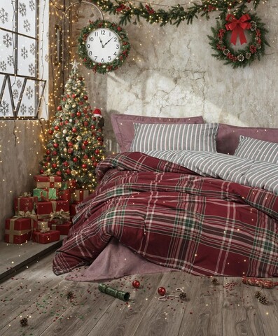 Lenjerie de pat pentru o persoana (FR), 2 piese, L'essentiel Maison, Pledd, Rosu claret