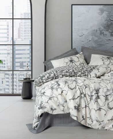 Lenjerie de pat dubla King (FR), L'essentiel Maison, Hilaris, Antracit