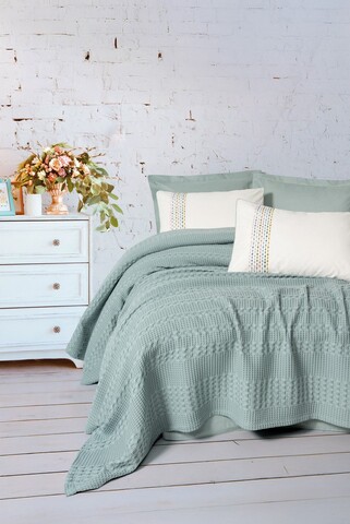 Set cuvertura pique dubla, L'essentiel Maison, Pebble, Verde menta