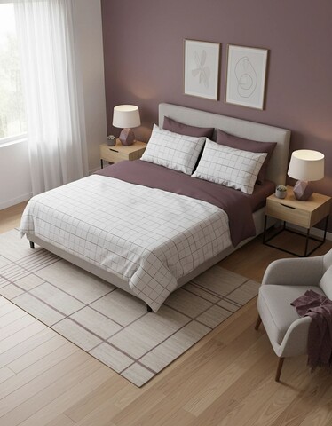 Lenjerie de pat dubla (DE), L'essentiel Maison, Maro Kombin, Roz Pădure / Alb / Mov / Maro