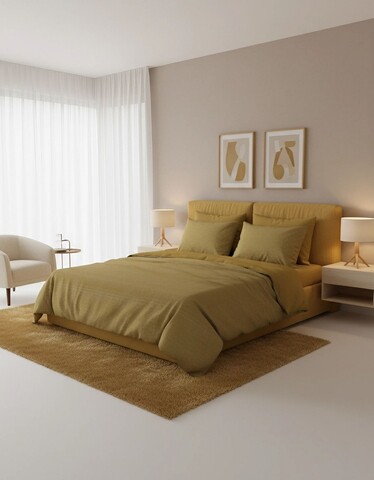 Lenjerie de pat dubla (DE), L'essentiel Maison, Najva Kombin, Galben mustar