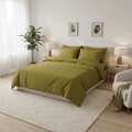 Lenjerie de pat dubla Super King (FR), 3 piese, L'essentiel Maison, Libby Kombin, Verde / Antracit