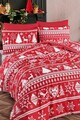 Lenjerie de pat pentru o persoana Single XXL (DE), 2 piese, L'essentiel Maison, Snowmas, Roșu Claret / Alb
