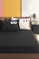 Set de pat dublu (cearceaf cu elastic si perne) 3 piese, L'essentiel Maison, Funny, Negru