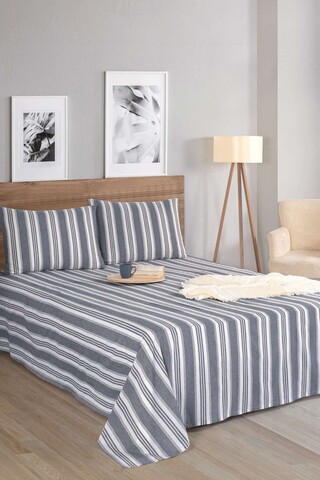 Set de pat dublu (cearceaf cu elastic si perne) 3 piese, L'essentiel Maison, Soft Line, Antracit