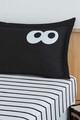 Set de pat pentru o persoana (cearceaf cu elastic si perna) 2 piese, L'essentiel Maison, Funny Cizgili, Negru