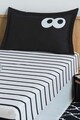 Set de pat pentru o persoana (cearceaf cu elastic si perna) 2 piese, L'essentiel Maison, Funny Cizgili, Negru
