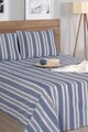 Set de pat pentru o persoana (cearceaf cu elastic si perna) 2 piese, L'essentiel Maison, Soft Line, Albastru navy