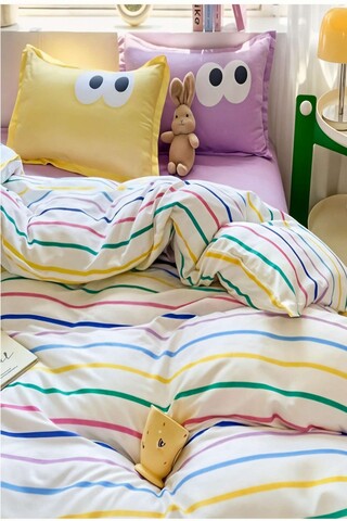 Lenjerie de pat dubla Super King (EU) (IT), 3 piese, L'essentiel Maison, Funny, Galben / Liliac