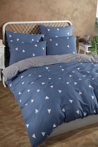 Lenjerie de pat dubla Super King (EU) (IT), 3 piese, L'essentiel Maison, Geometrik, Albastru