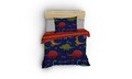Lenjerie de pat dubla King (FR), 3 piese, L'essentiel Maison, Dinazorus, Albastru / Roșu / Galben