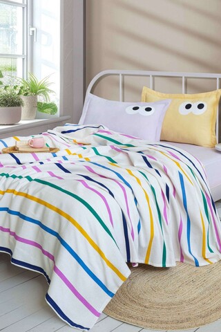 Set cuvertura pique dubla, L'essentiel Maison, Funny, Galben / Liliac