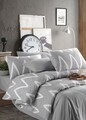 Lenjerie de pat dubla King (FR), 3 piese, L'essentiel Maison, Olivia, Gri/Alb
