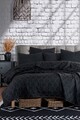 Set cuvertura matlasata dubla King (FR), 3 piese, L'essentiel Maison, Solid, Negru