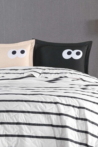 Set cuvertura de pat dubla 3 piese, L'essentiel Maison, Funny, Negru/Maro