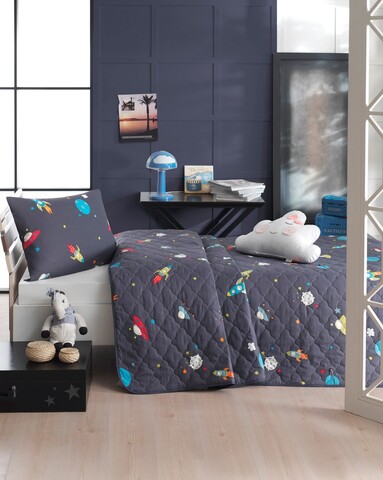 Cuvertura Single 155x200 cm, L'essentiel Maison, Uzay, Albastru inchis