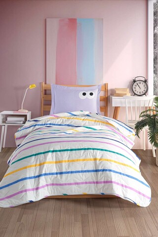 Set cuvertura Single 160x220 cm, 2 piese, L'essentiel Maison, Funny, Lila