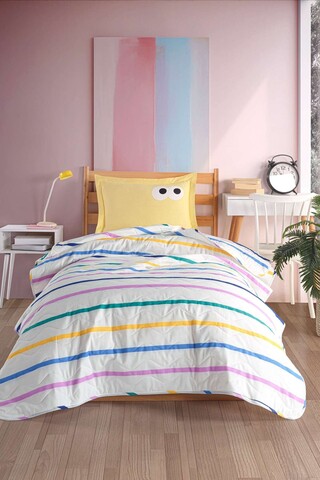 Set cuvertura Single 160x220 cm, 2 piese, L'essentiel Maison, Funny, Galben