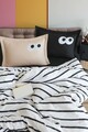 Lenjerie de pat dubla Super King (FR), 3 piese, L'essentiel Maison, Funny, Negru/Maro