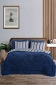 Set cuvertura dubla si perne, L'essentiel Maison, Soft Line, Albastru navy