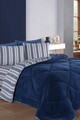 Set cuvertura dubla si perne, L'essentiel Maison, Soft Line, Albastru navy