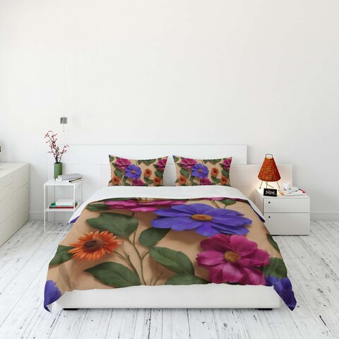 Lenjerie de pat pentru o persoana (DE), 2 piese, L'essentiel Maison, FLW_DVT25-31, Multicolor