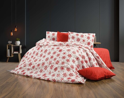 Lenjerie de pat pentru o persoana (DE), 2 piese, L'essentiel Maison, Chr-Coverset-4, Alb/Rosu