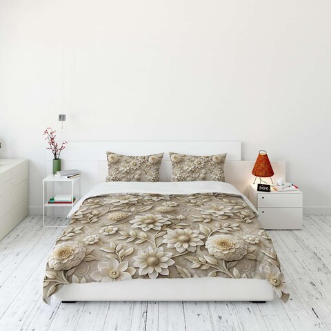 Lenjerie de pat dubla King (FR), 3 piese, L'essentiel Maison, FLW_DVT25-1, Multicolor