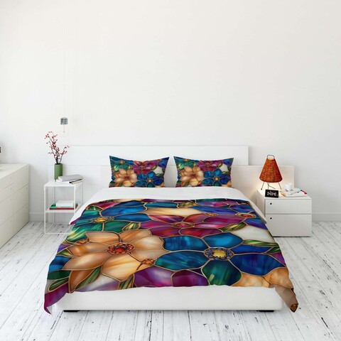 Lenjerie de pat dubla King (FR), 3 piese, L'essentiel Maison, FLW_DVT25-33, Multicolor