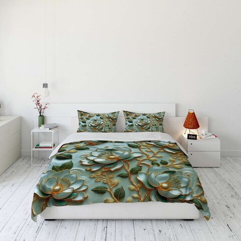 Lenjerie de pat dubla King (FR), 3 piese, L'essentiel Maison, FLW_DVT25-34, Multicolor