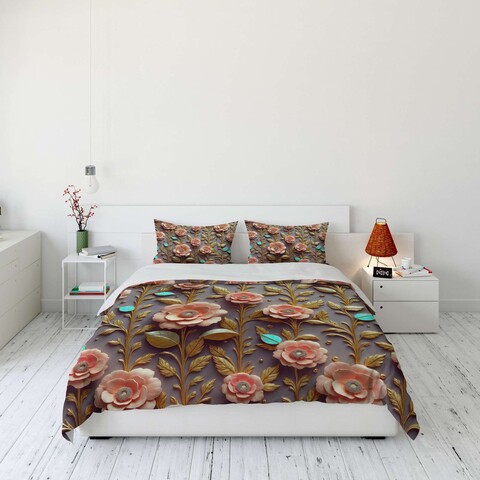 Lenjerie de pat dubla (DE), 3 piese, L'essentiel Maison, FLW_DVT25-28, Multicolor