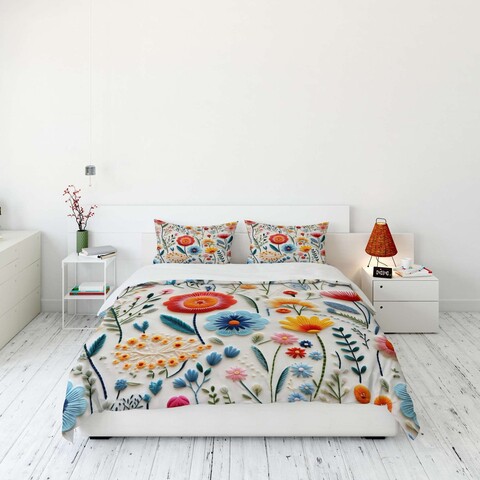 Lenjerie de pat dubla (DE), 3 piese, L'essentiel Maison, FLW_DVT25-3, Multicolor