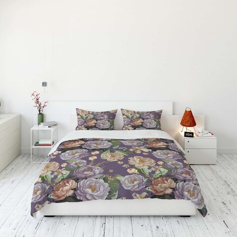 Lenjerie de pat dubla (DE), 3 piese, L'essentiel Maison, FLW_DVT25-4, Multicolor