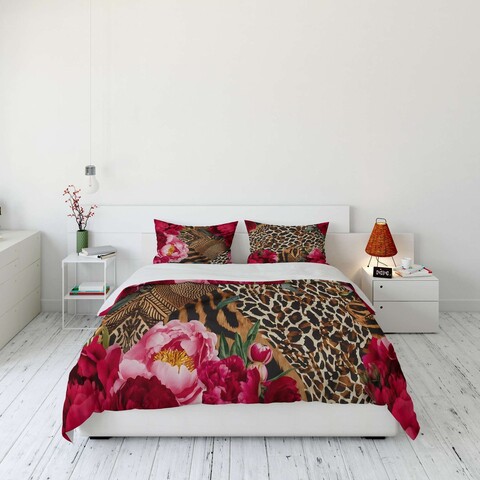 Lenjerie de pat dubla (DE), 3 piese, L'essentiel Maison, FLW_DVT25-40, Multicolor