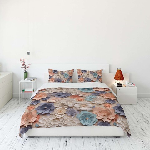 Lenjerie de pat dubla Super King (FR), 3 piese, L'essentiel Maison, FLW_DVT25-20, Multicolor