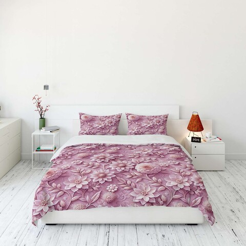 Lenjerie de pat dubla Super King (FR), 3 piese, L'essentiel Maison, FLW_DVT25-7, Multicolor